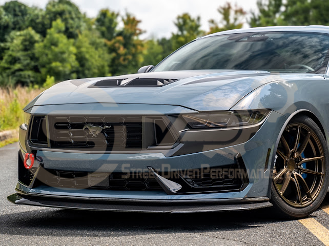 2024-Up Ford Mustang S650 | Dark Horse Factory Style CARBON FIBER Front Bumper Lip Splitter Ground Effects